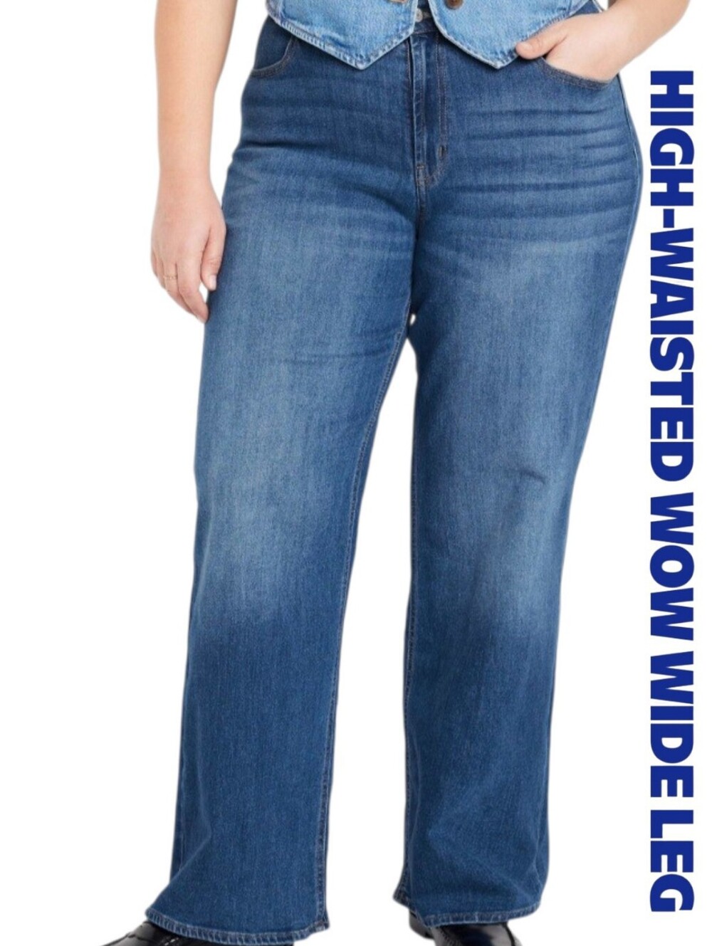 Old Navy | High Rise Wow Wide Leg Medium Wash Plus Size Jeans Size 28 Long Nwt!